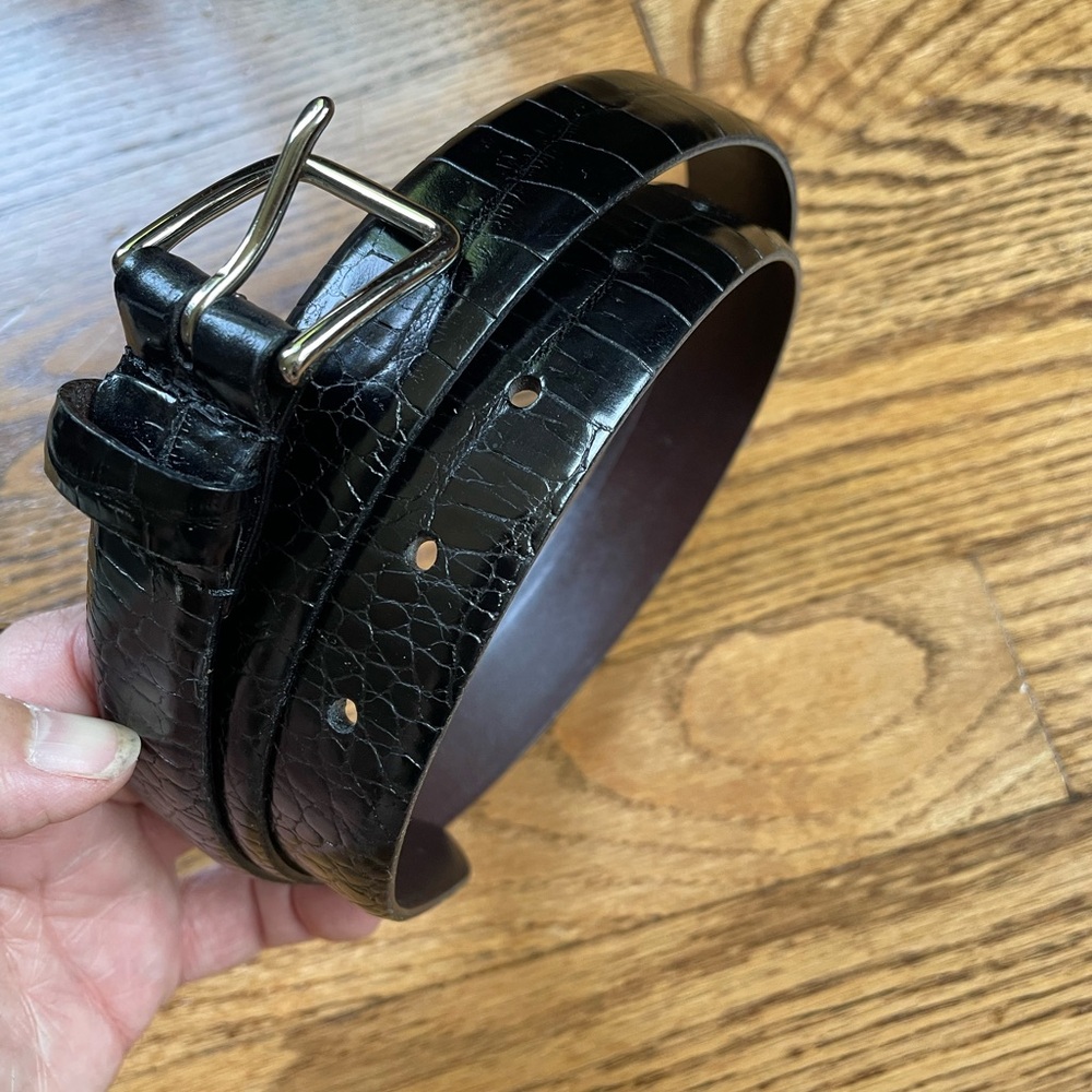 Coach Black Leather Belt with Silver Buckle Size 36 - Picture 2 of 5